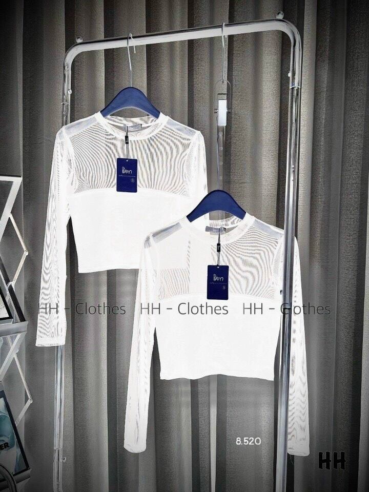 Ó CROPTOP TAY DÀI PHỐI LƯỚI CỰC ÔM AL123