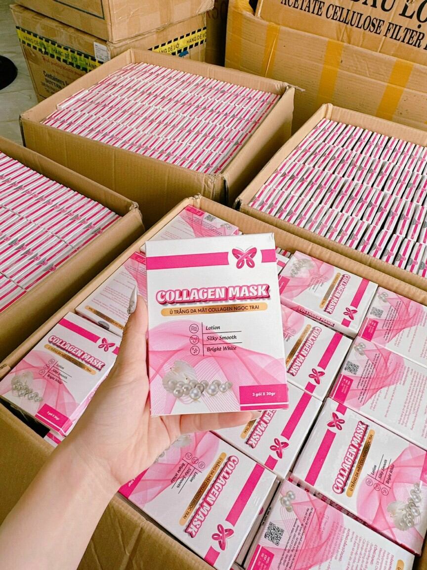 Ủ TRẮNG COLLAGEN NGỌC TRAI MYÔ(1 hộp tặng kèm cọ)
