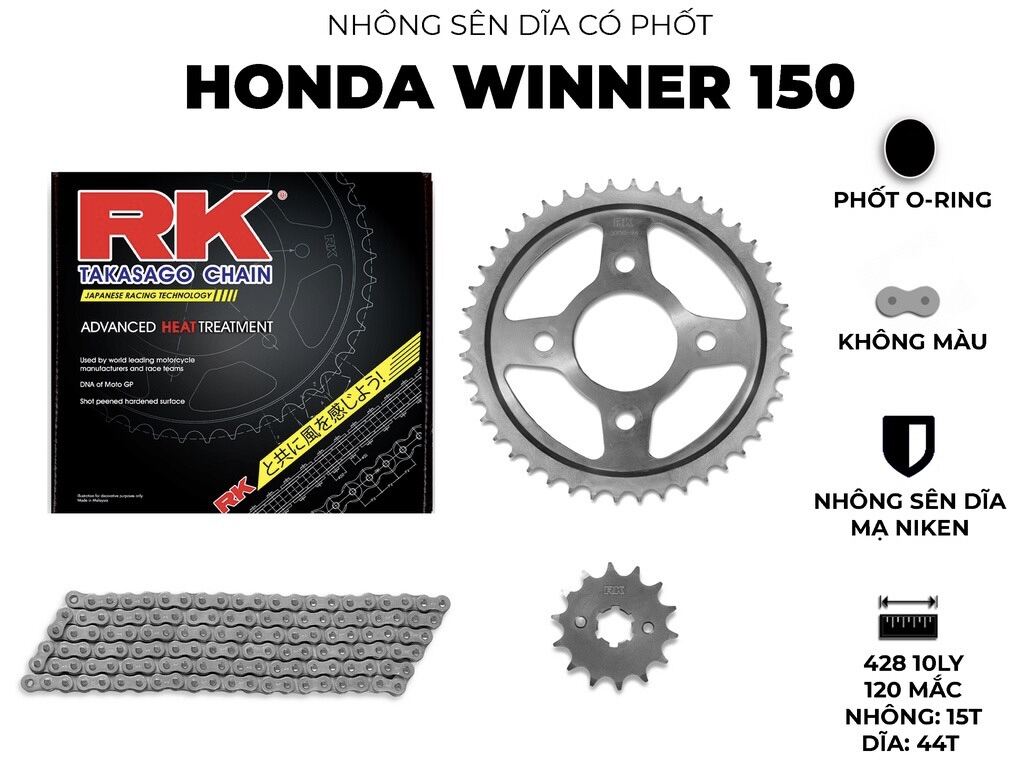 Nhông Sên Dĩa xe máy Honda Winner 150 - Nhông Sên Dĩa RK - Nhông Dĩa thép