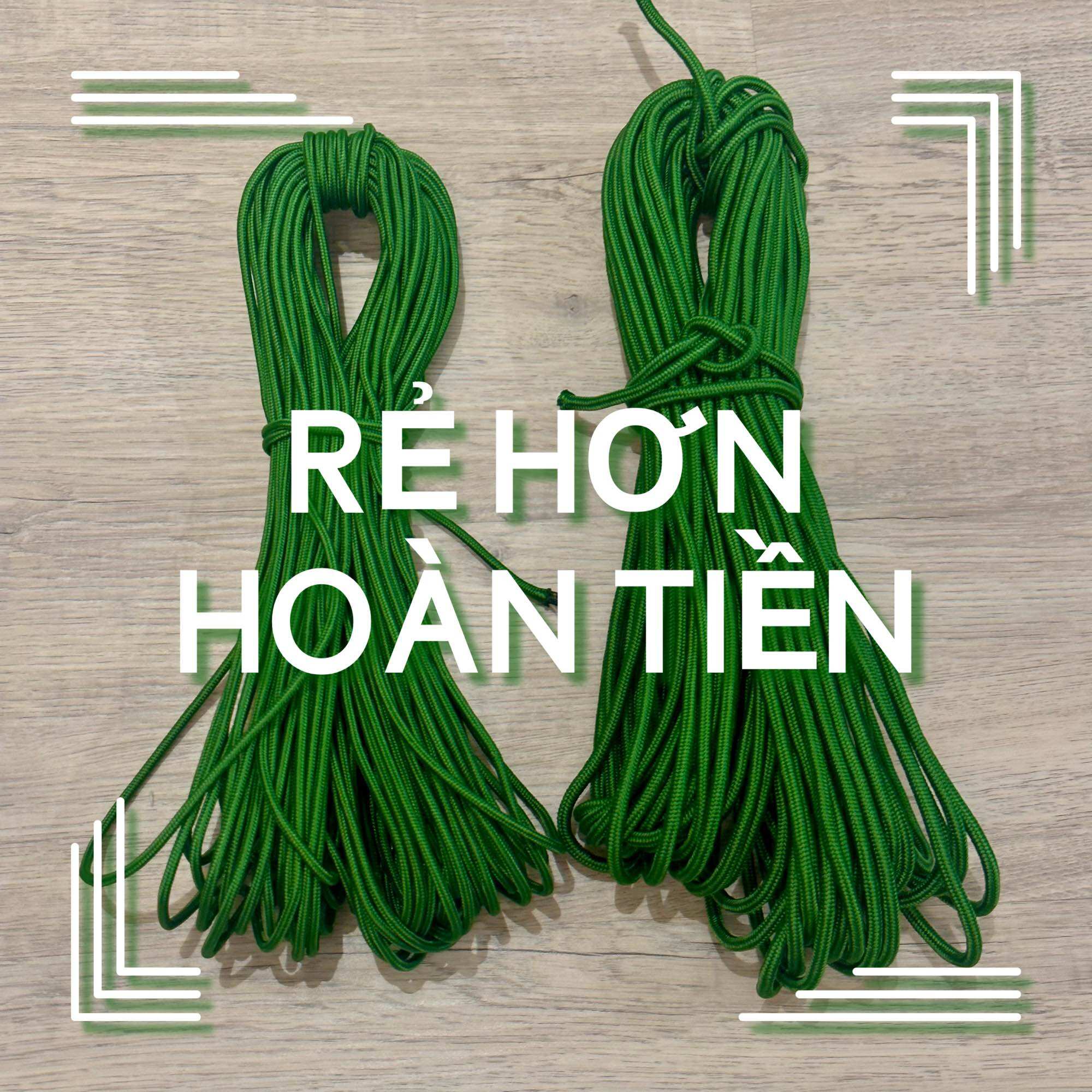 [Dây dù tròn xanh quân đội 3ly 5ly 25m]