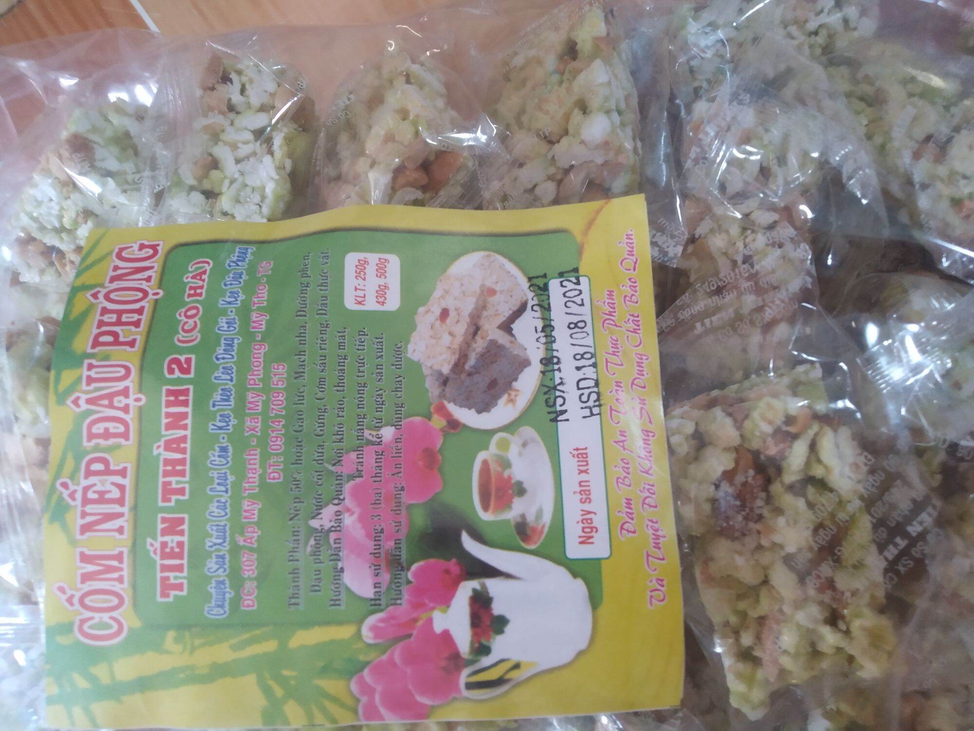 🌴🍡Kẹo cốm nếp nước cốt dừa đậu phộng béo thơm ngon 500g 30 gói nhỏ