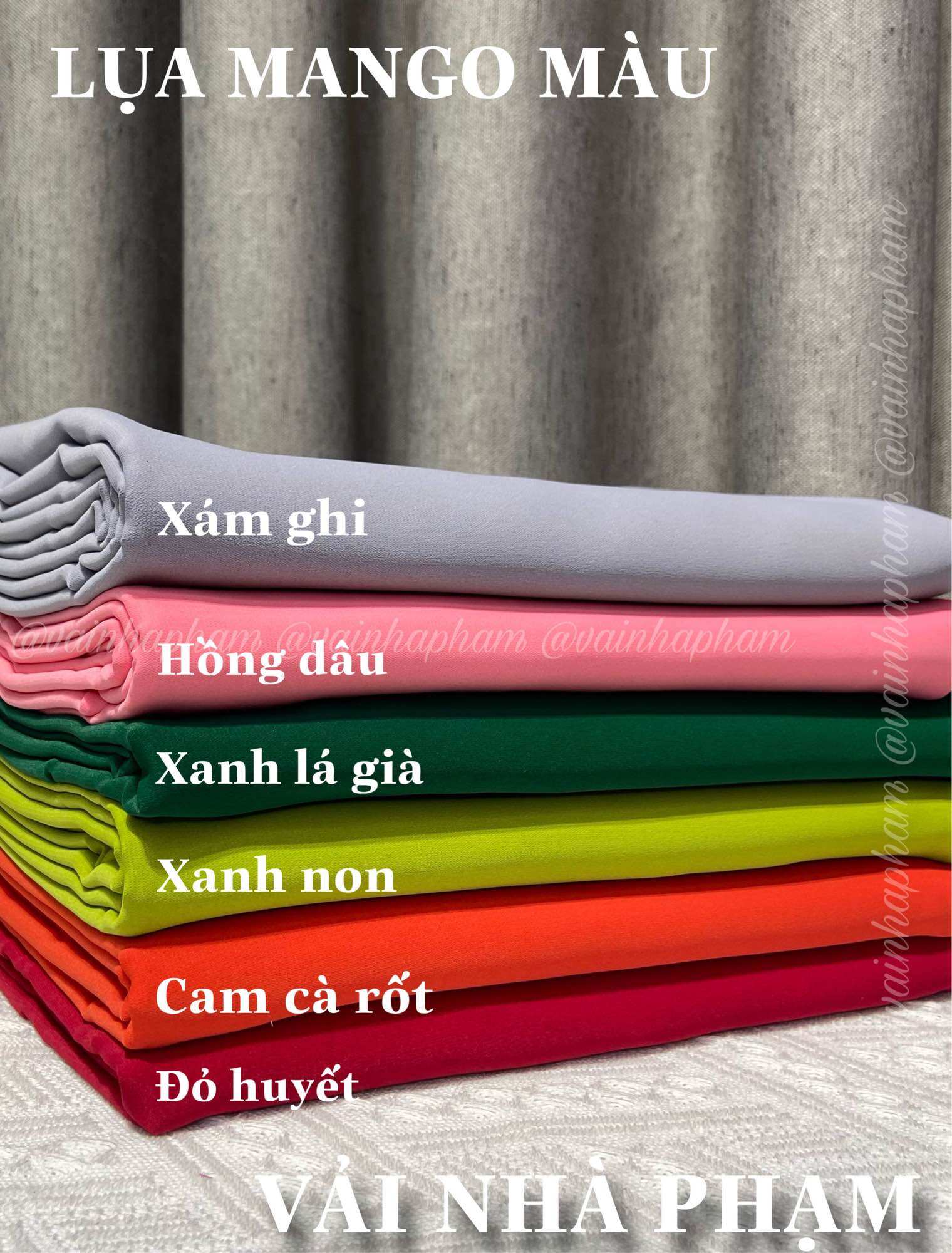 VẢI LỤA MANGO MÀU-KHỔ 1.5M-VẢI NHÀ PHẠM