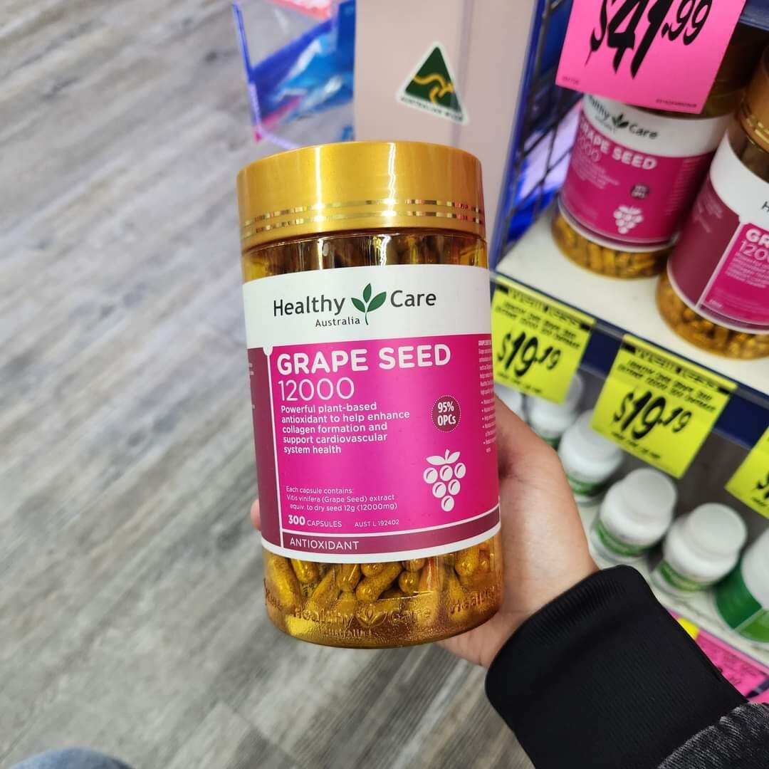 Bổ tim Healthy Care Grape seed Extract 12000 mg tinh chất hạt nho