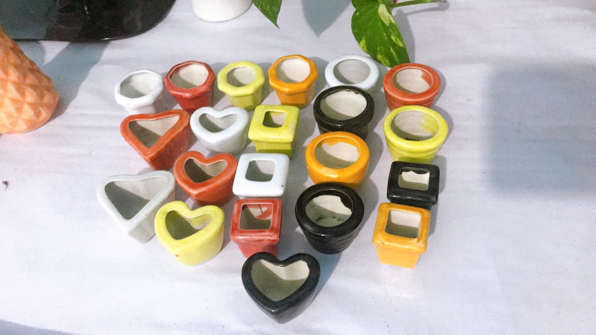 Combo 10 chậu sứ mini 3x3cm làm hand made, trồng sen đá