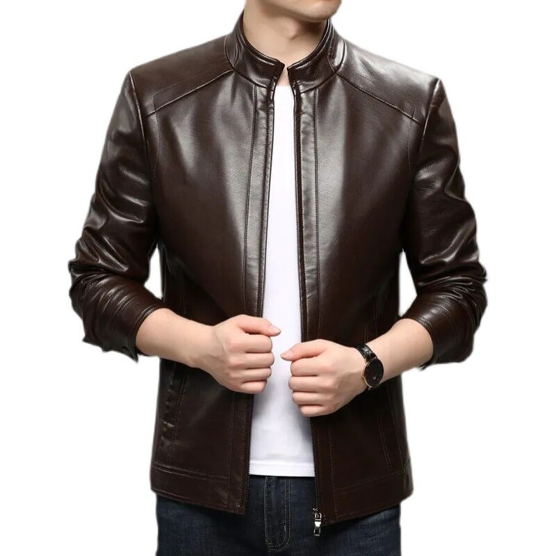 Áo Da Áo Khoác Nam Trang Phục Cho Bố Dày Dặn Áo Jacket Da PU Cho Nam Trung Niên Áo Khoác Da Chất Lượng Cao Áo Jacket Da Lộn