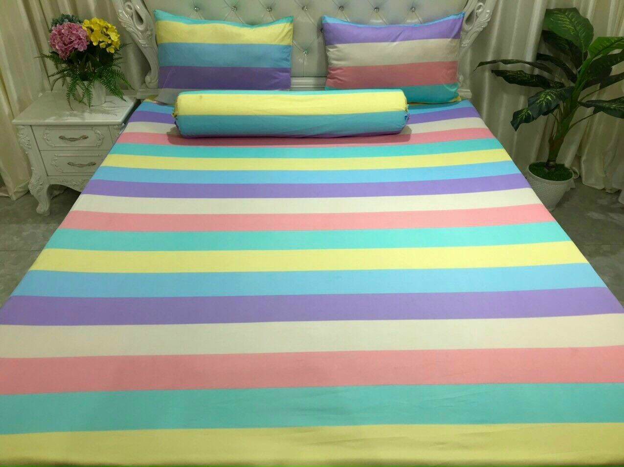 Bộ drap thun lạnh 4 món mẫu cầu vồng