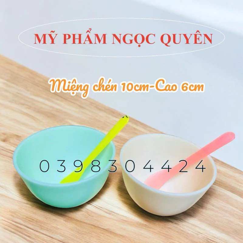 Chén dẻo silicon quậy bột mặt nạ, chén trộn mặt nạ ( kèm muỗng )