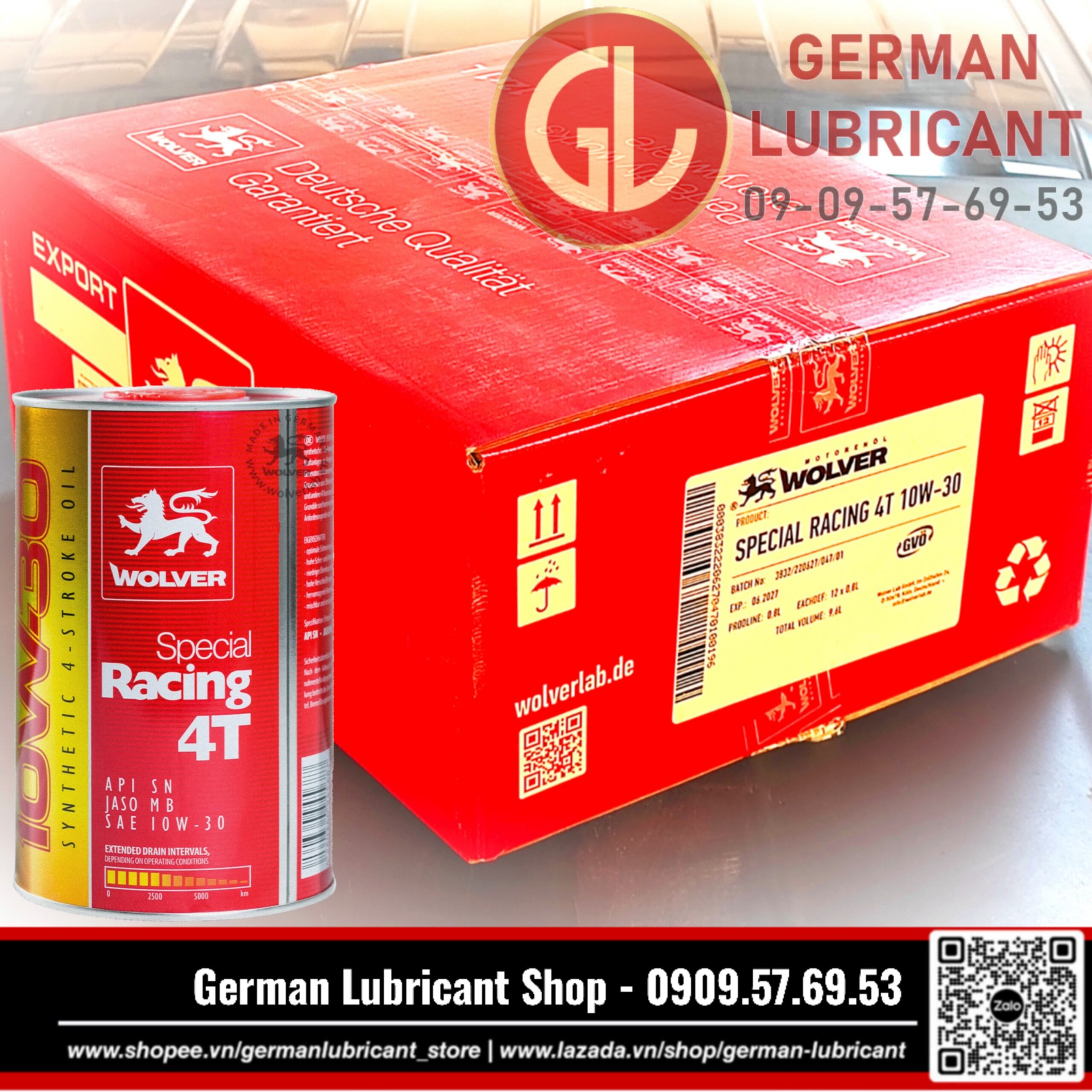 Dầu nhớt xe tay ga Wolver Special Racing 10W30 (SN) JASO MB (0.8L x 12) dạng thùng - Special 10W30 - Wolver Special