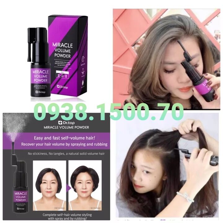 Xịt phồng chân tóc Miracle Volume Powder + Dr.Top Hàn Quốc 3,5gr