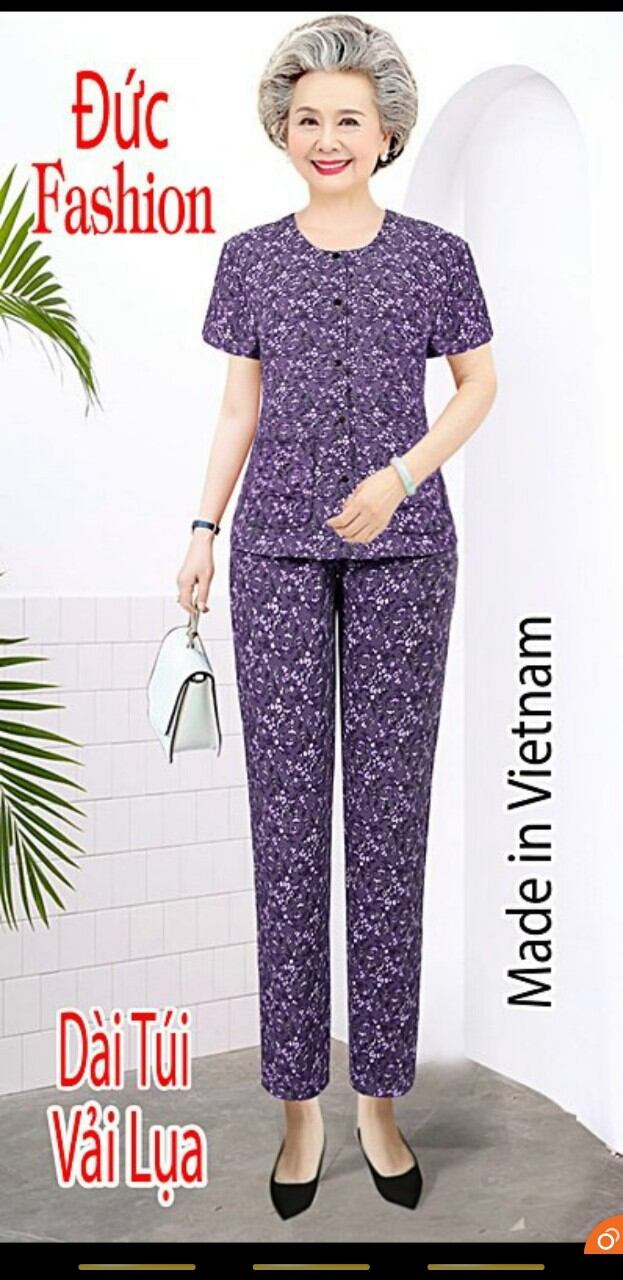 đồ bộ bà già tay ngắn vải siu lụa