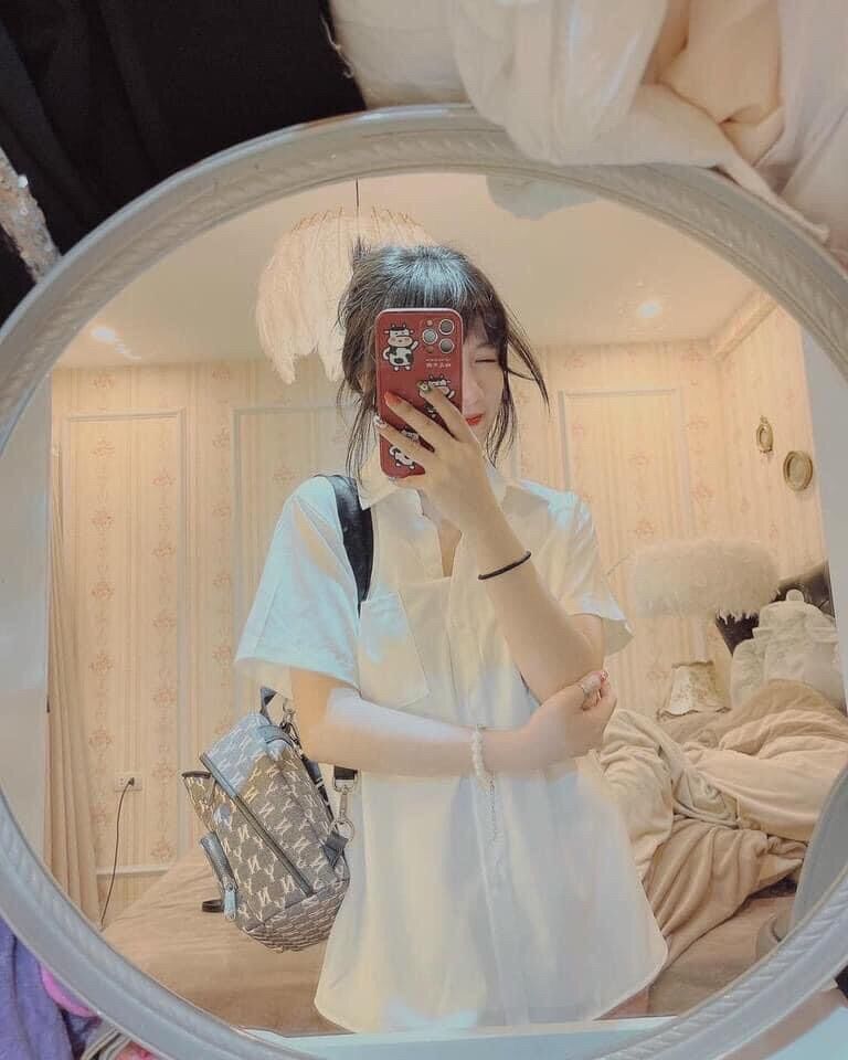 Áo sơ mi trắng cộc tay GU basic 1 túi form vừa - Lumii