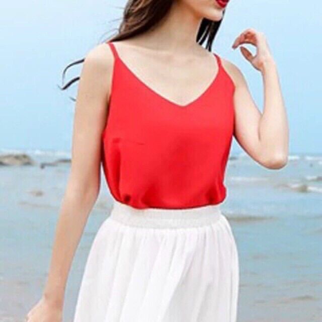Áo hai dây tim chất voan đẹp from dưới 50kg