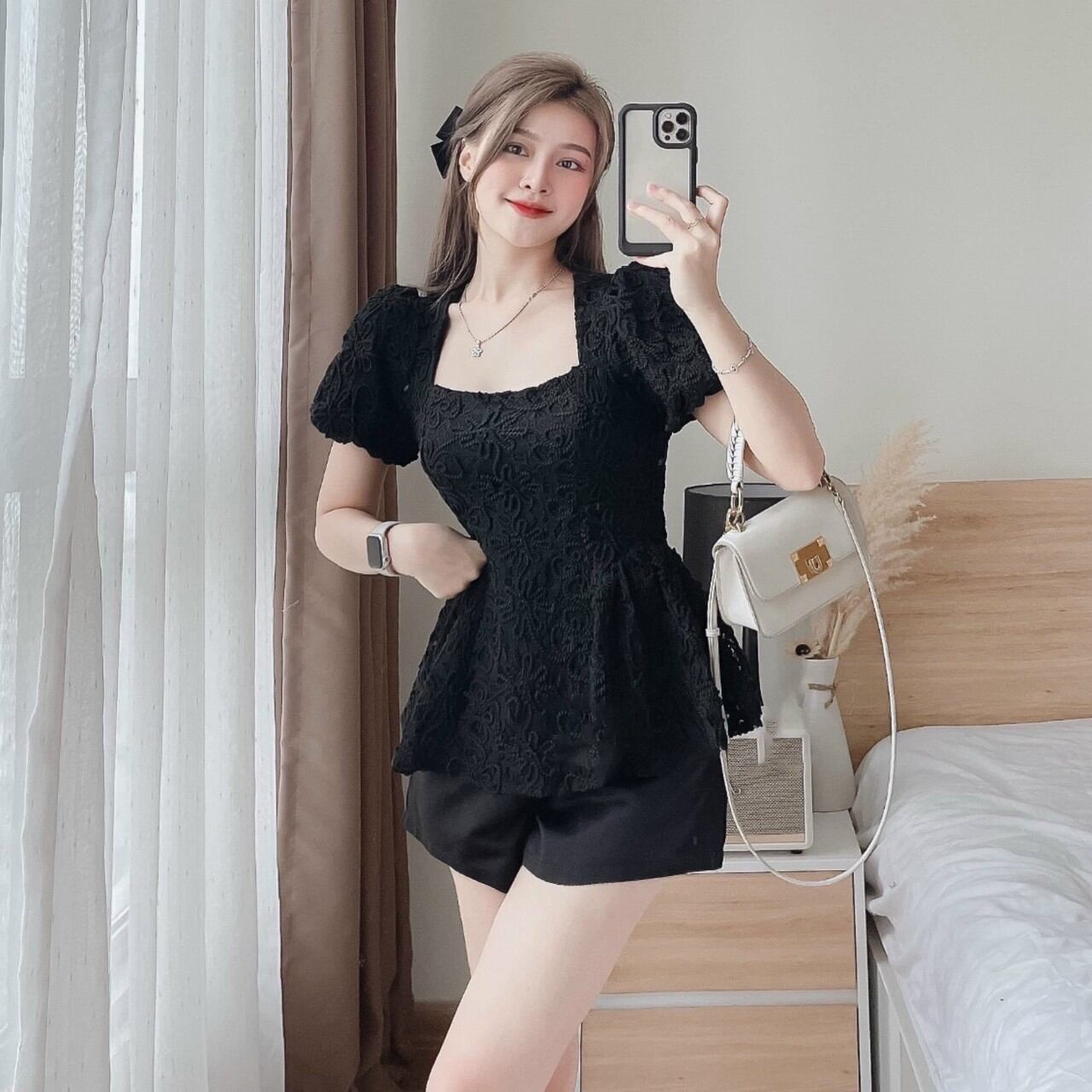 Bigsize - Set áo ren cổ vuông