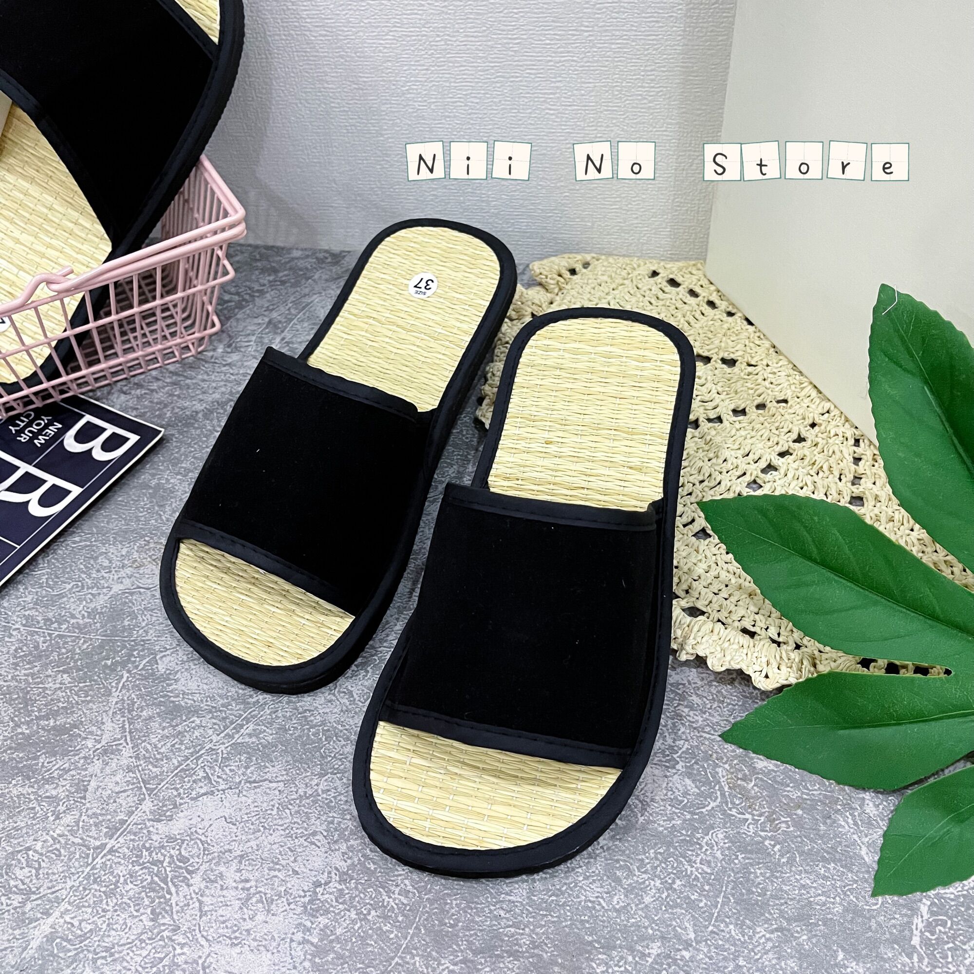 [ND022] Dép chiếu cói quai nhung ngang