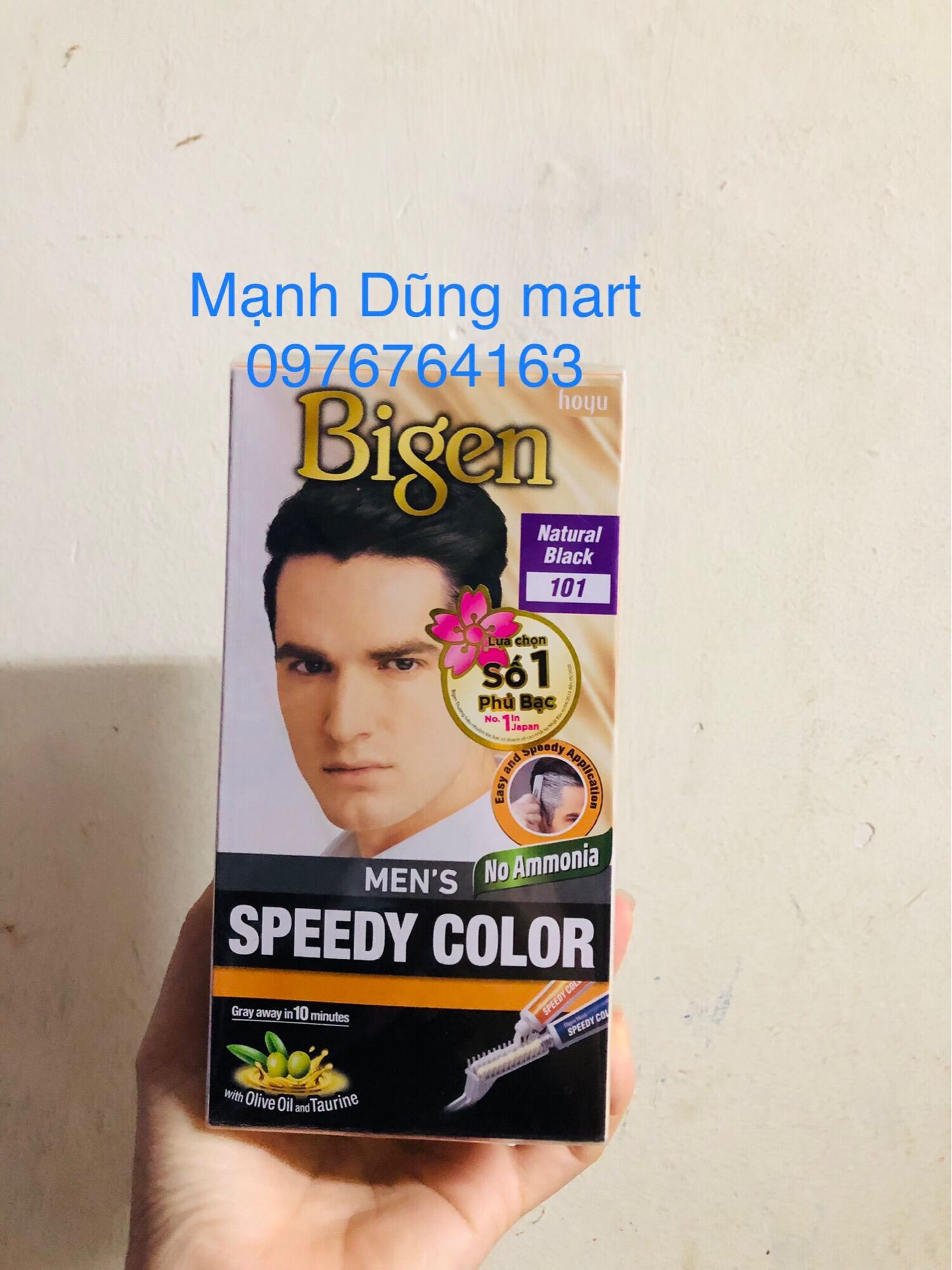 Thuốc nhuộm tóc phủ bạc Bigen, số 101 màu đen tự nhiên, dành cho nam giới Bigen Men's Speedy Color