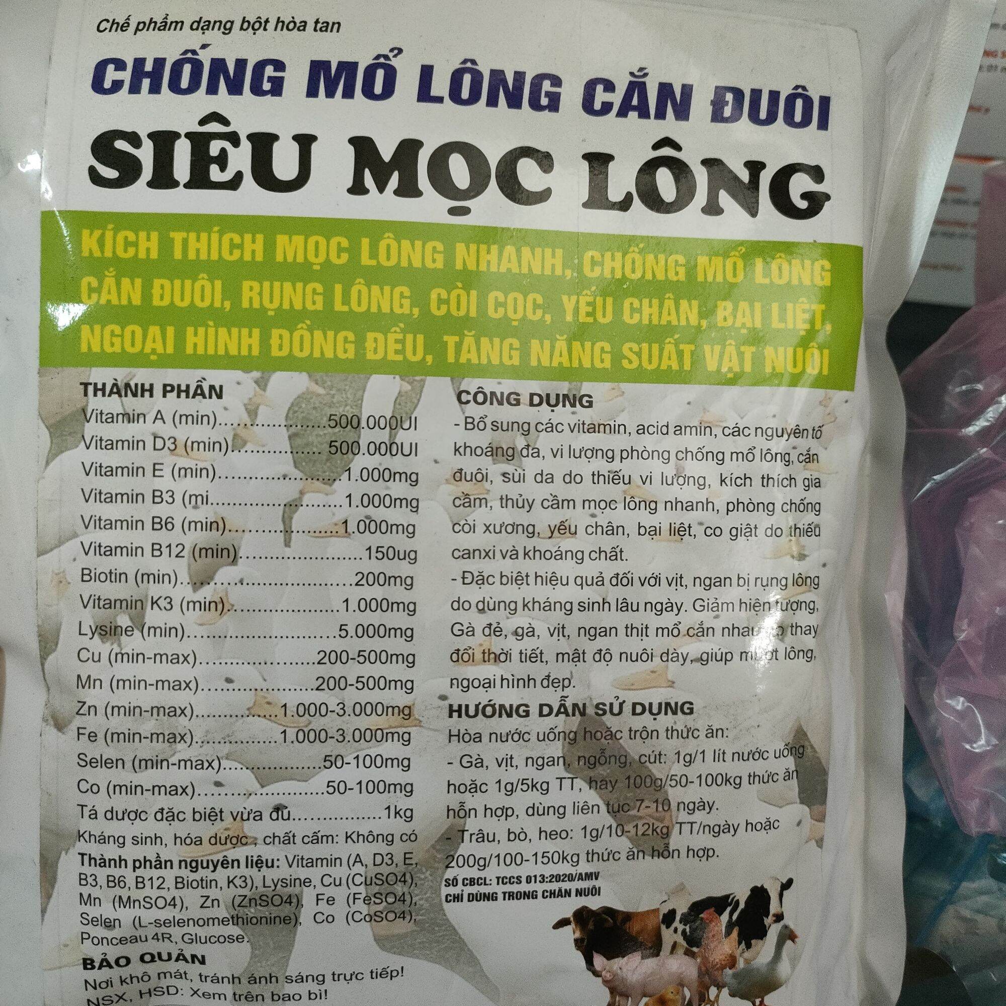 Siêu mọc lông, chống mổ lông cắn đuôi 200g, 1kg