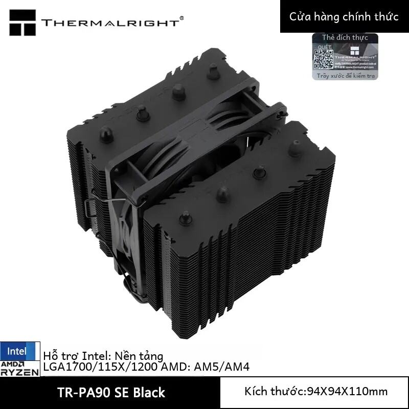 Thermalright TR-PA90 SE CPU Làm Mát Không Khí Tản Nhiệt Tháp Kép Quạt Đơn Hỗ Trợ LGA1700/115X/1200/AM5/AM4 4 Ống Dẫn Nhiệt 92mm