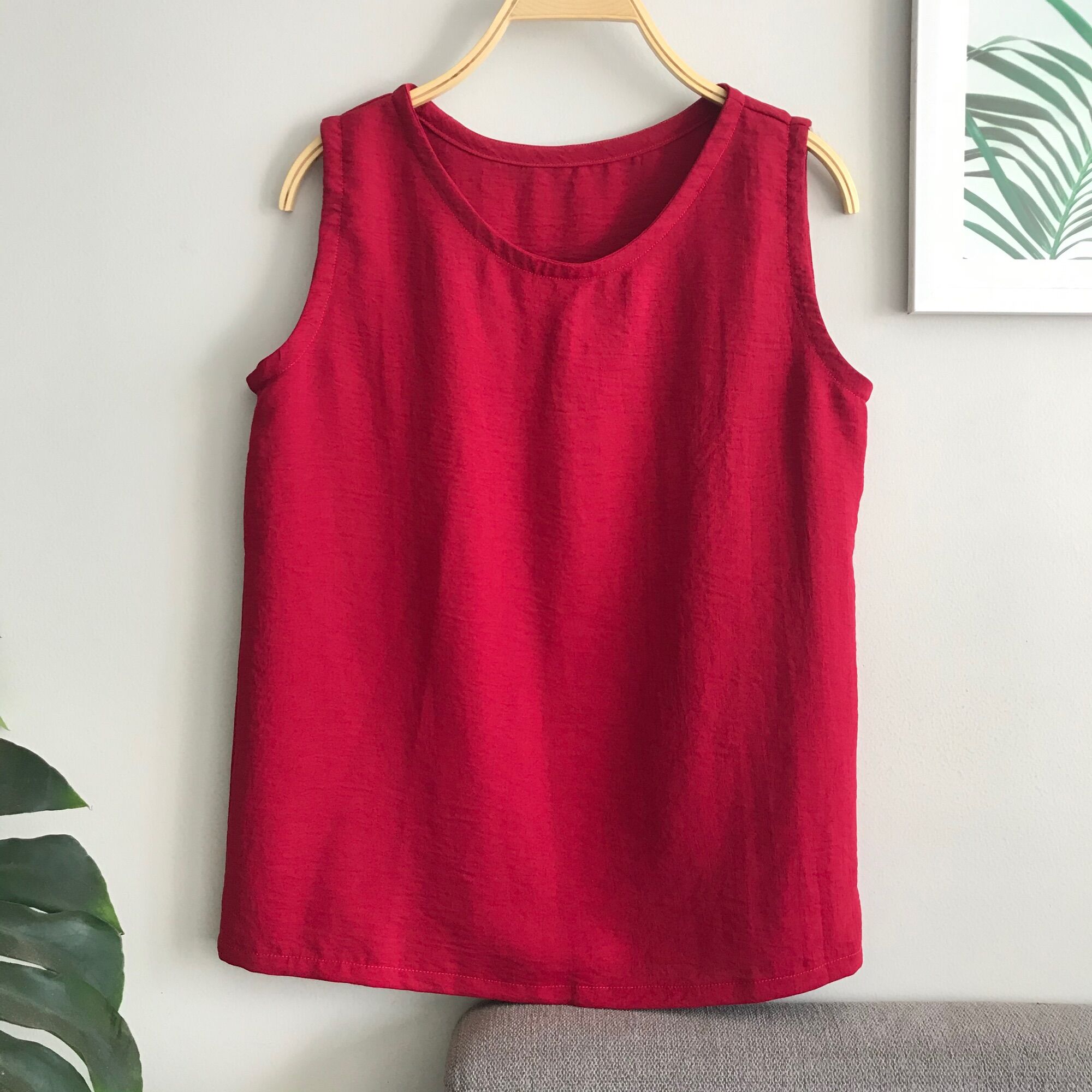 [HCM] Tặng kèm cột tóc vải đũi -  Áo đũi sát nách MiniMiu cổ tròn công sở, đi biển, mặc nhà siêu phẩm cho mùa hè