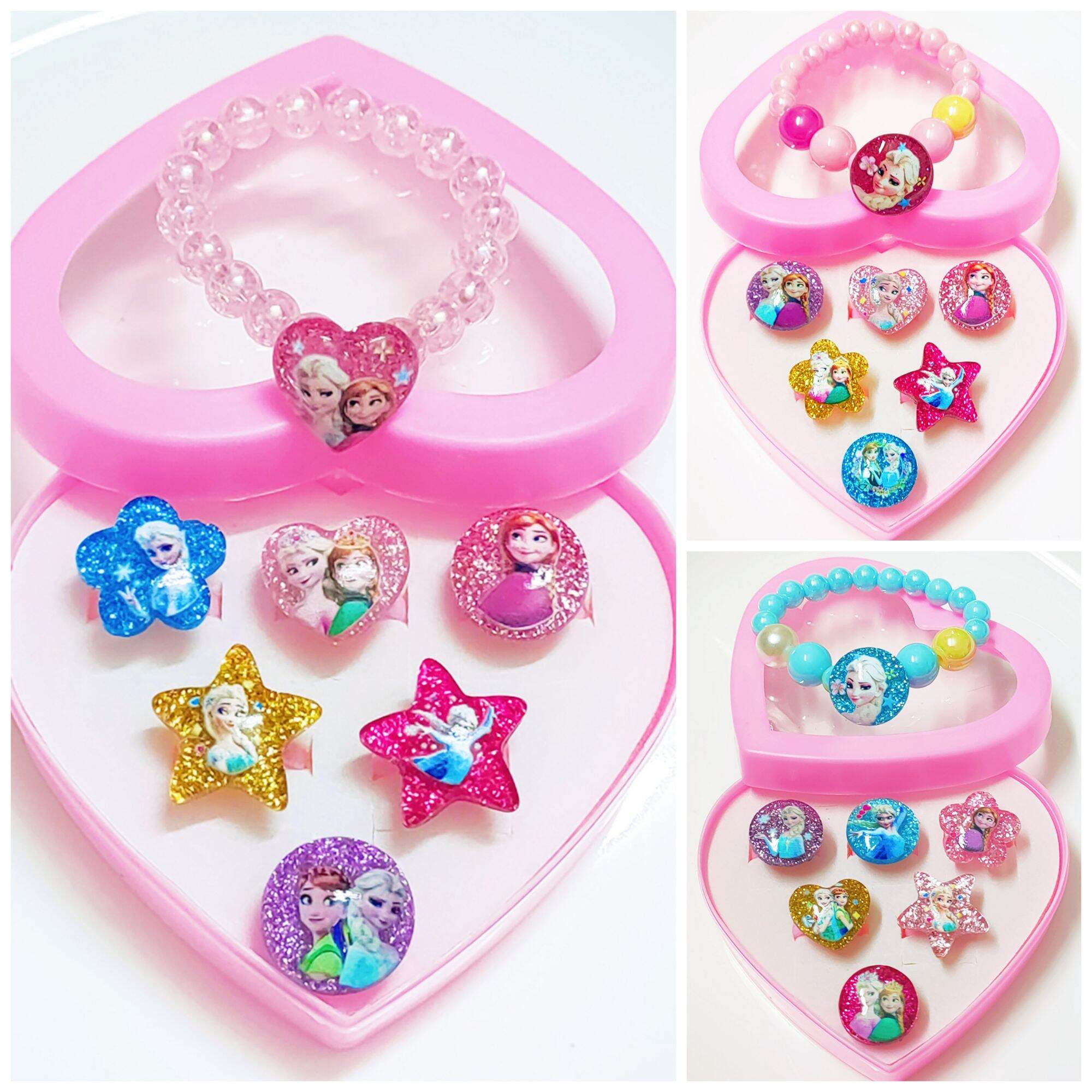 Hộp nhẫn cho bé gái hộp nhẫn Elsa và vòng tay Elsa Frozen cho bé gái nhựa acrylic siêu bóng đẹp bền