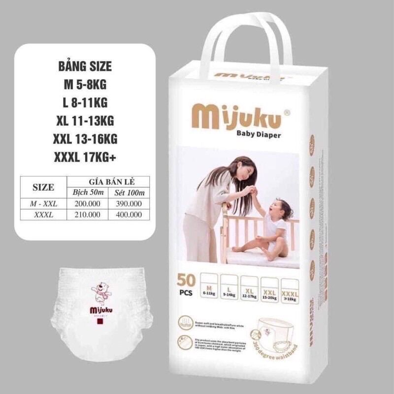Tả quần mijuku hàng xuất chuẩn bao tốt sét 1 túi 50m/50l/50xl/50xxl/50xxxl