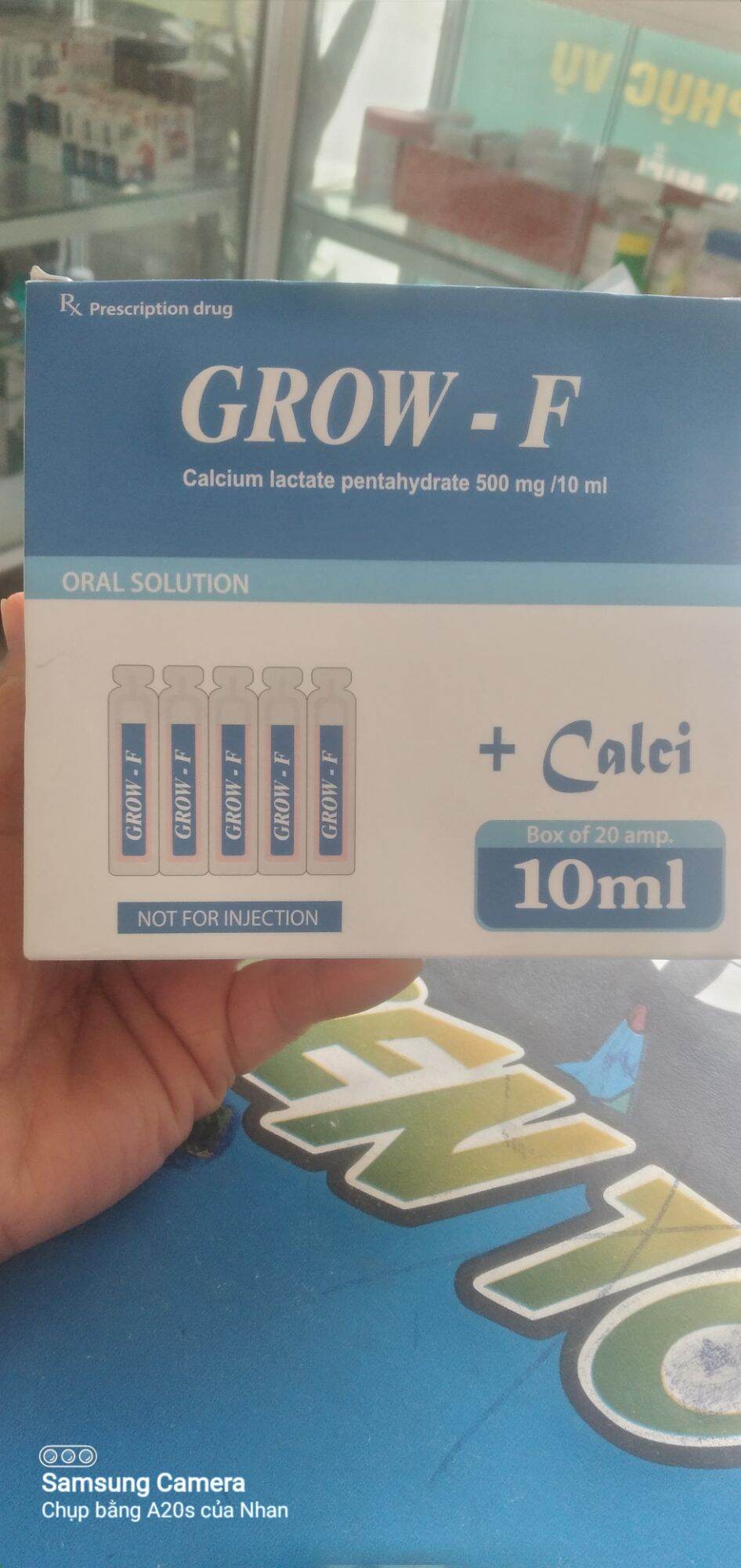 GROW-F calcium lactac 500mg ống10ml hộp 20ông