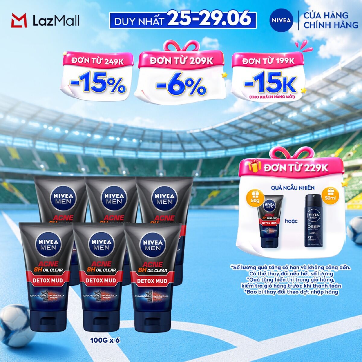 Bộ 6 Sữa Rửa Mặt Bùn Khoáng NIVEA MEN Kiểm Soát Nhờn  Ngừa Mụn (100g) - 83940