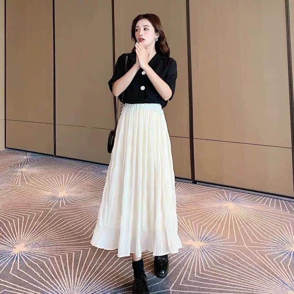 Chân Váy Xếp Ly trơn chuẩn form Hàn Quốc