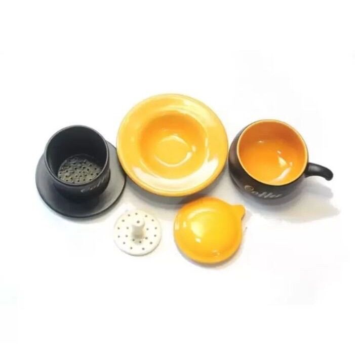 Bộ phin pha cà phê Phin sứ pha cafe cao cấp Bát Tràng 5 chi tiết