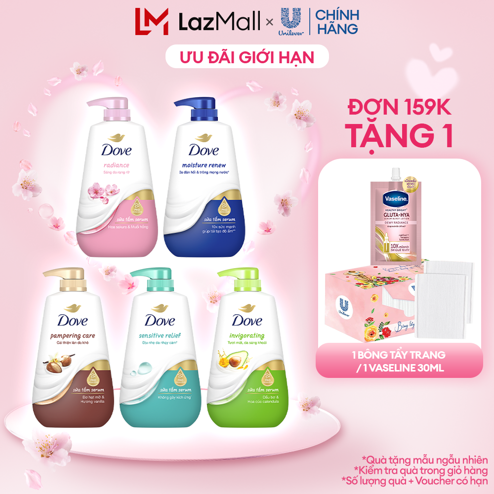 Sữa Tắm Dưỡng Thể Dove Chăm Da Mềm Mịn Tức Thì Với Dưỡng Chất Lợi Khuẩn Da 500g (bao bì tùy lô nhập