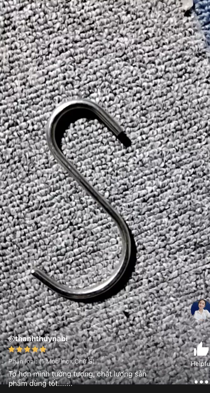🪝Bán Sỉ_ 100 Cái Móc S Treo đồ (dài 6cm)