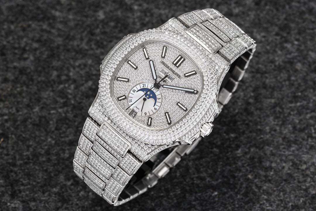 Đồng hồ đính đá patek pp nautilus 5726 full đá cz máy cơ thuỵ sỹ