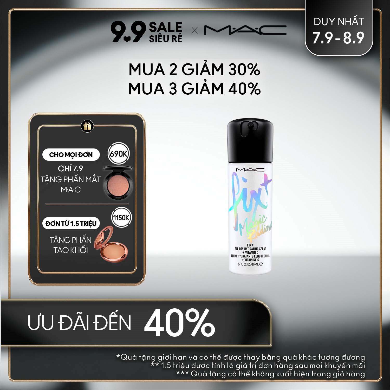 [ĐỘC QUYỀN 7-8.9] [ƯU ĐÃI ĐẾN 50%] Xịt khóa MAC Fix+ Magic Radiance 100ml / Phấn phủ cố định trang đ