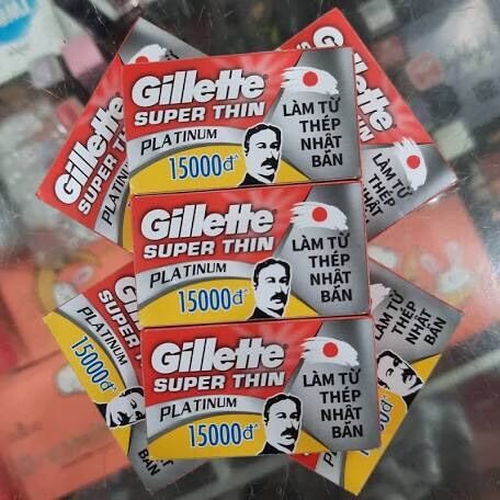 Lưỡi Lam Gillette Super Thin Platinum - Hộp 100 Lưỡi ( 20 hộp nhỏ, mỗi hộp 5 lưỡi)