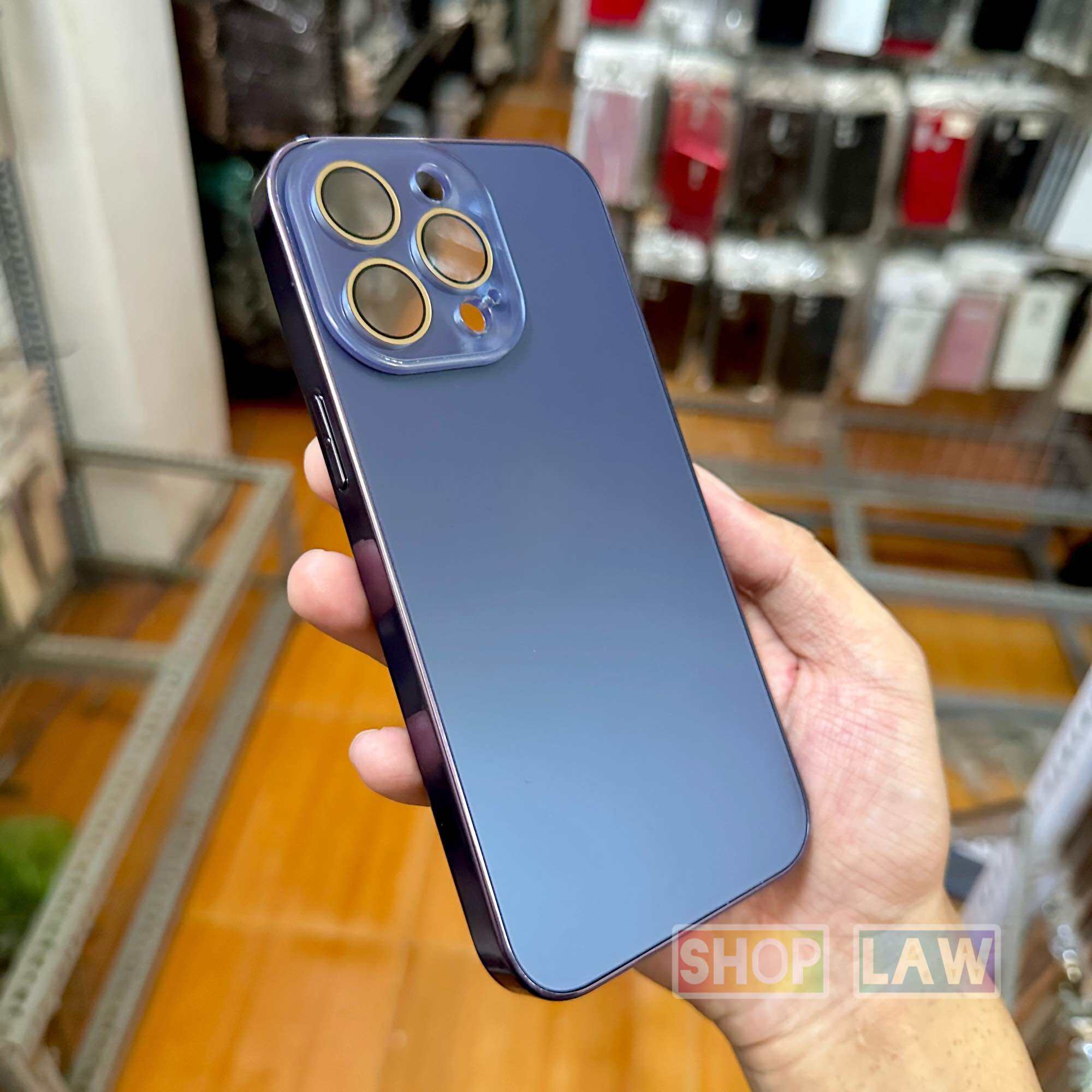 Ốp lưng iPhone 11/ 12/ 13/ 14/ 15 Plus/ 16 Pro Max  kính nhám màu Titan