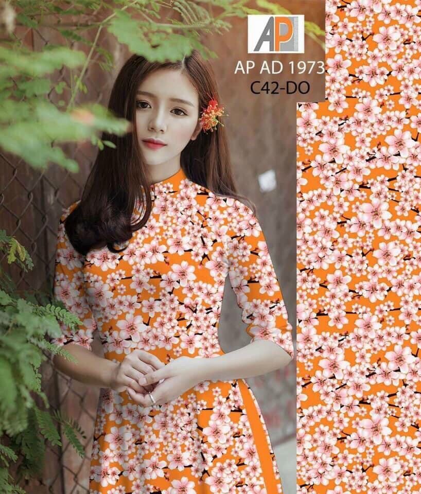 Vải áo dài in hoa đều thân áo