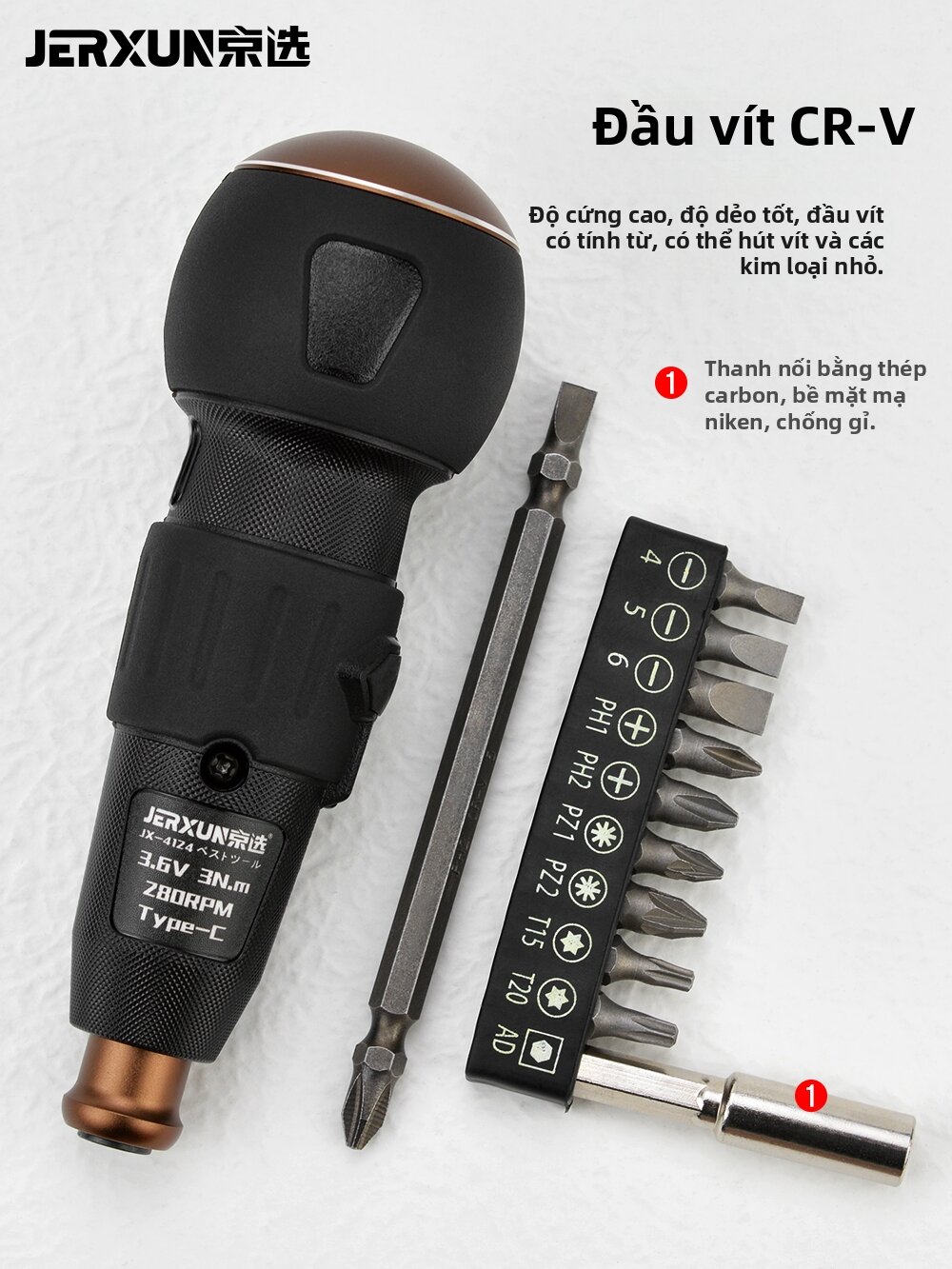 JERXUN | Vít Điện Mini Sử Dụng Pin Lithium Gia Đình