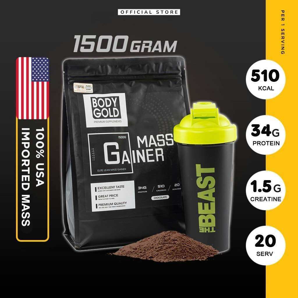 Sữa Tăng Cân- Tăng Cơ - Mass Gainer Hight Protein  Body Gold túi 15kg + Tặng Bình Lắc
