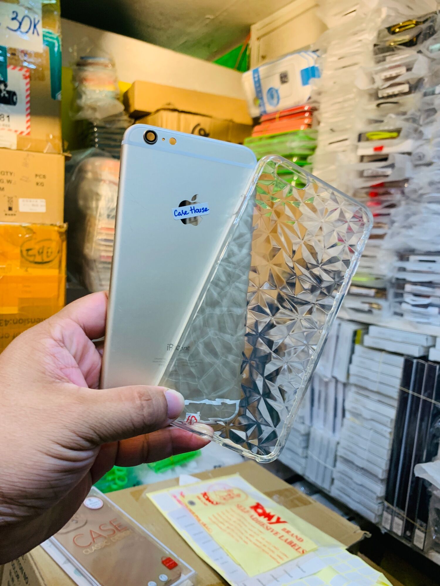 Ốp lưng iphone 6Plus silicon trong vân đá ,vân tam giác kiểu diamond