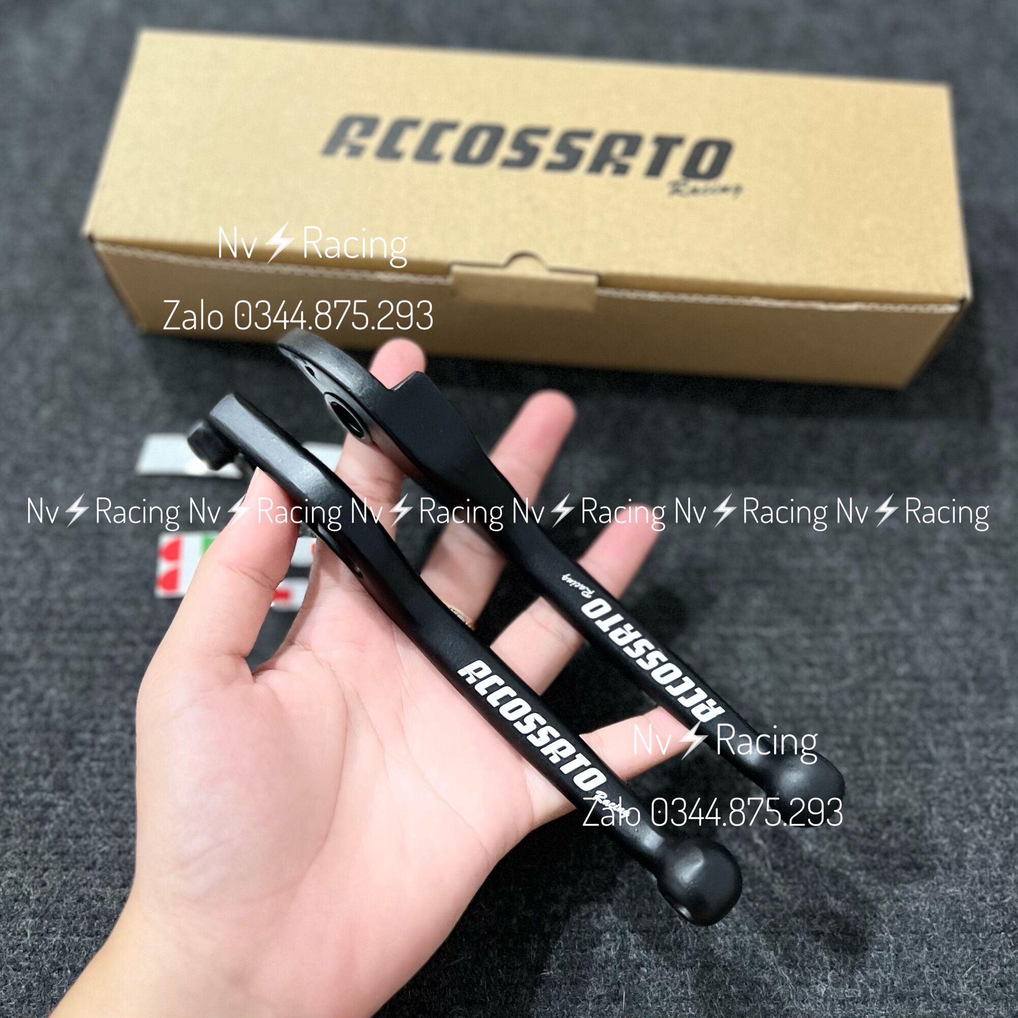 [ Chính hãng ] Bộ tay thắng Mod Accossato Đen nhám Vario/Winner/Exciter/Airblade/Vision/wave/Future ( Tặng kèm tem dán )