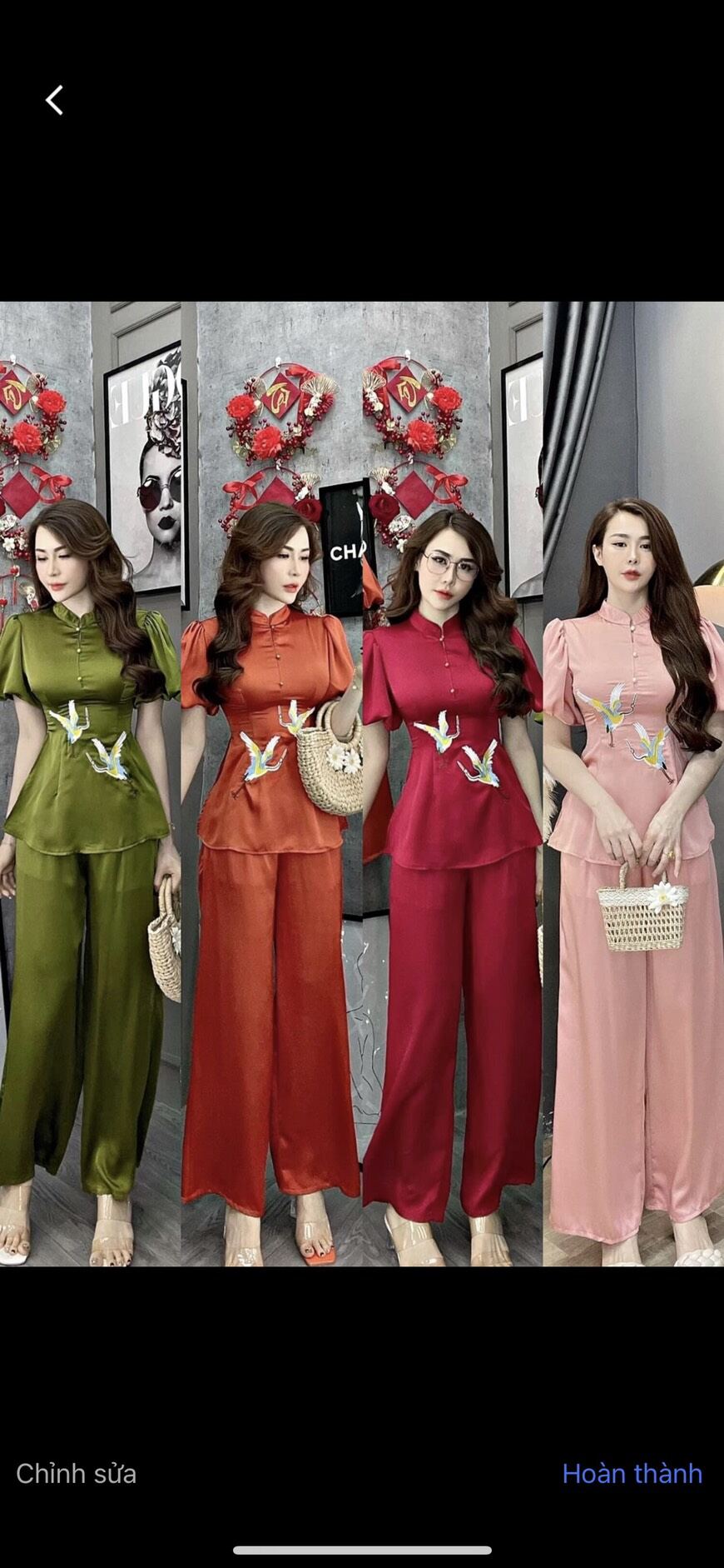Sét lam tuyết nhung tay phồng hạt tiêu siêu xinh❤sét lam đi chùa đi lễ