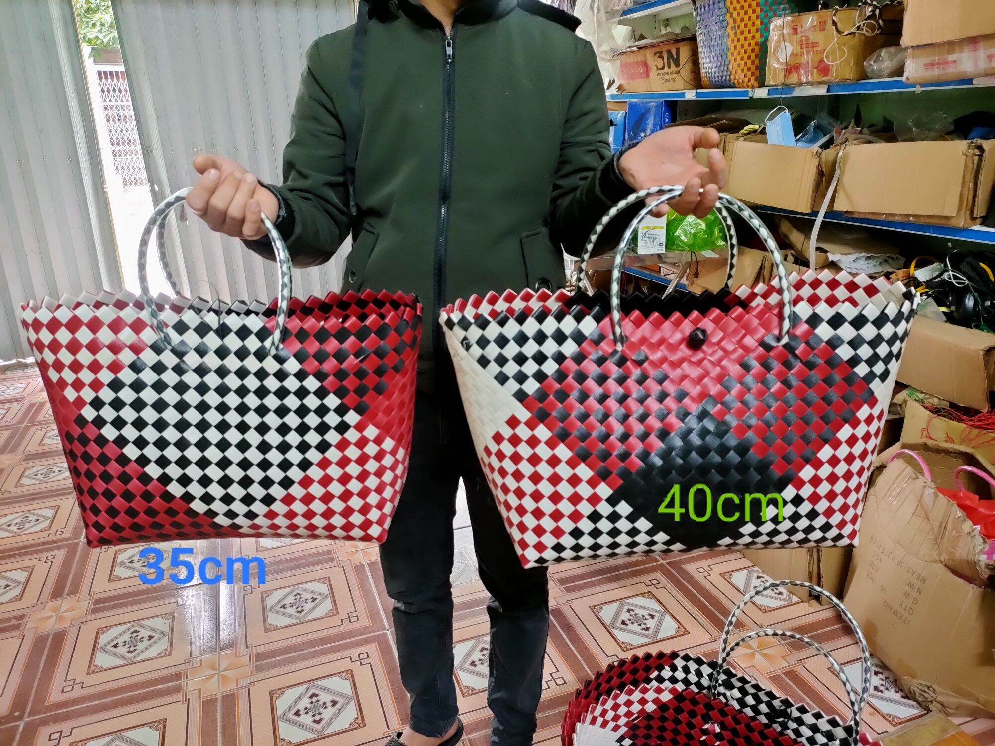 Giỏ xách đan tay, làn đi chợ kiểu chéo