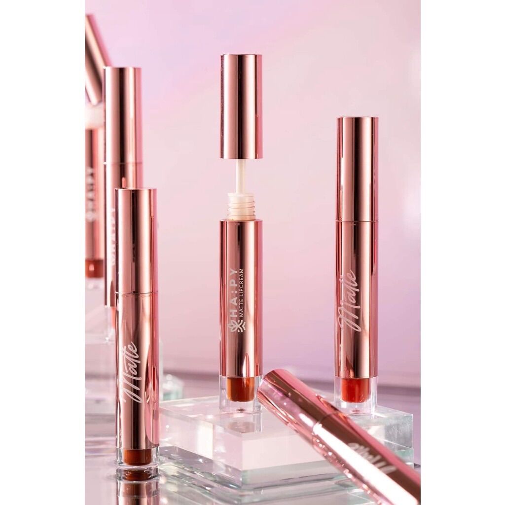 Son Hapy Mattle Lipcream Mini Garden son Happy kem lì siêu mịn, bám màu lâu trôi 3.5ml- Phiên bản son Roses mẫu mới