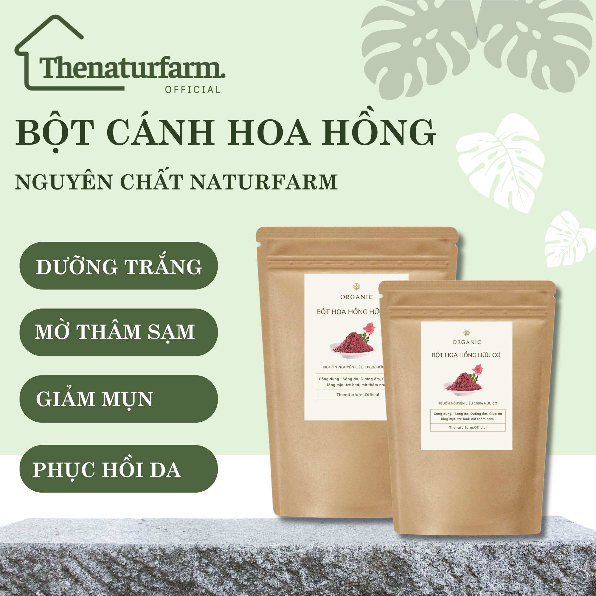 Bột hoa hồng nguyên chất sản xuất từ cánh hoa hồng khô 100% - xay mịn từ 100% cánh hoa hồng khô