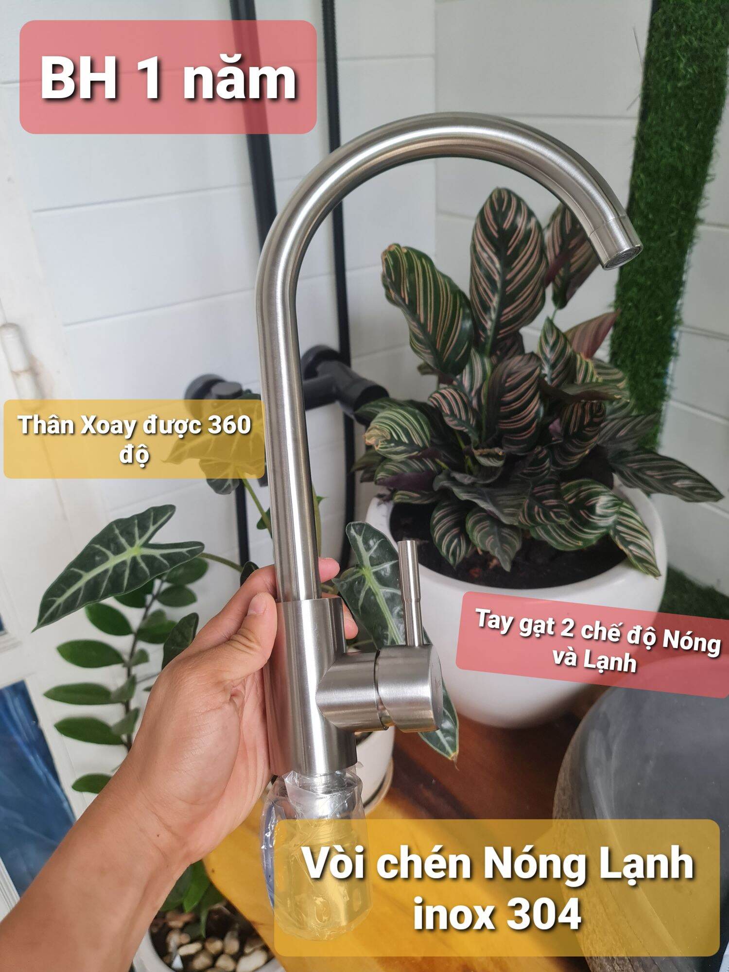 vòi rửa chén nóng lạnh inox 304