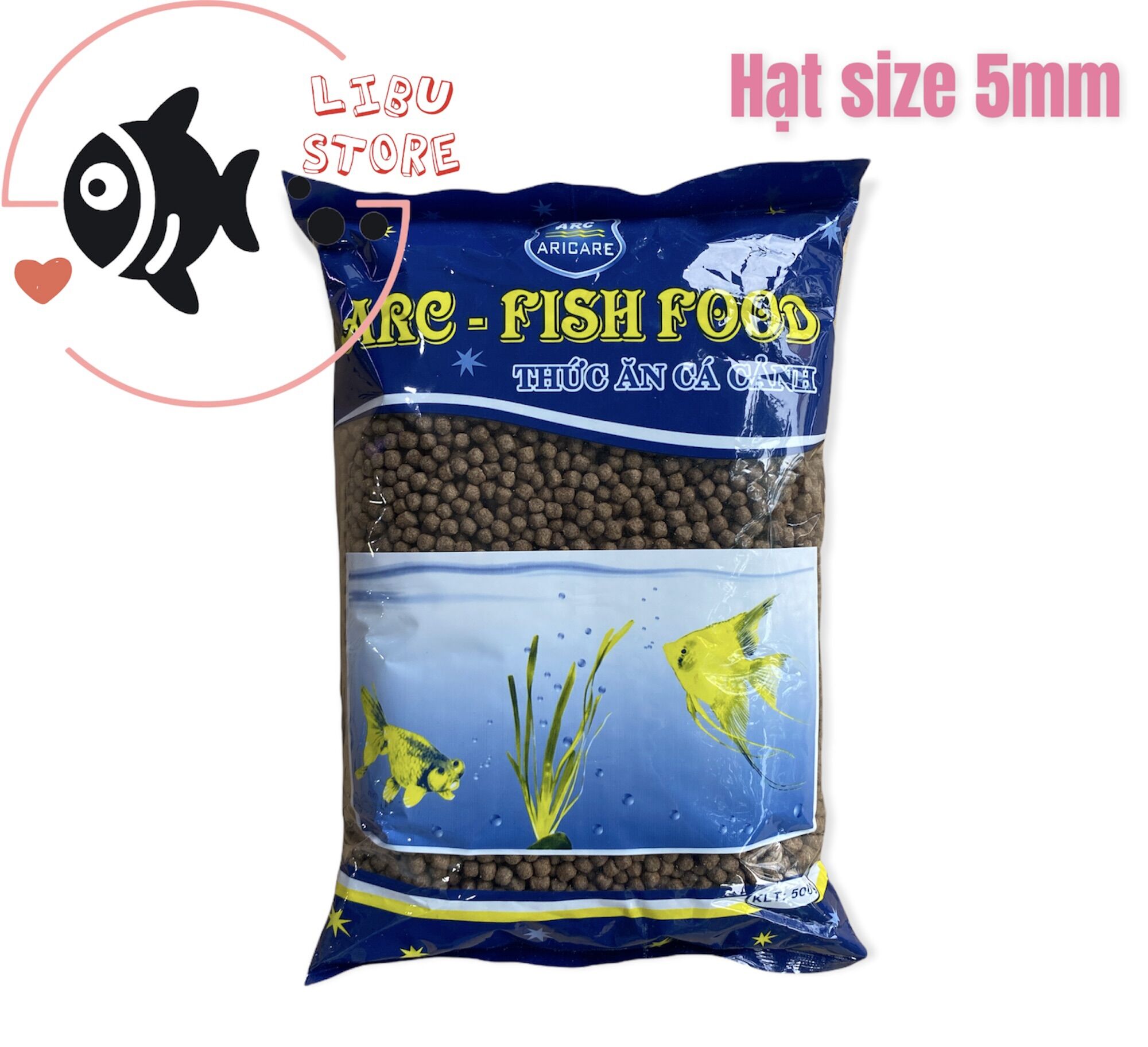 Thức ăn cho cá cảnh aricare hạt size 5mm - 500g