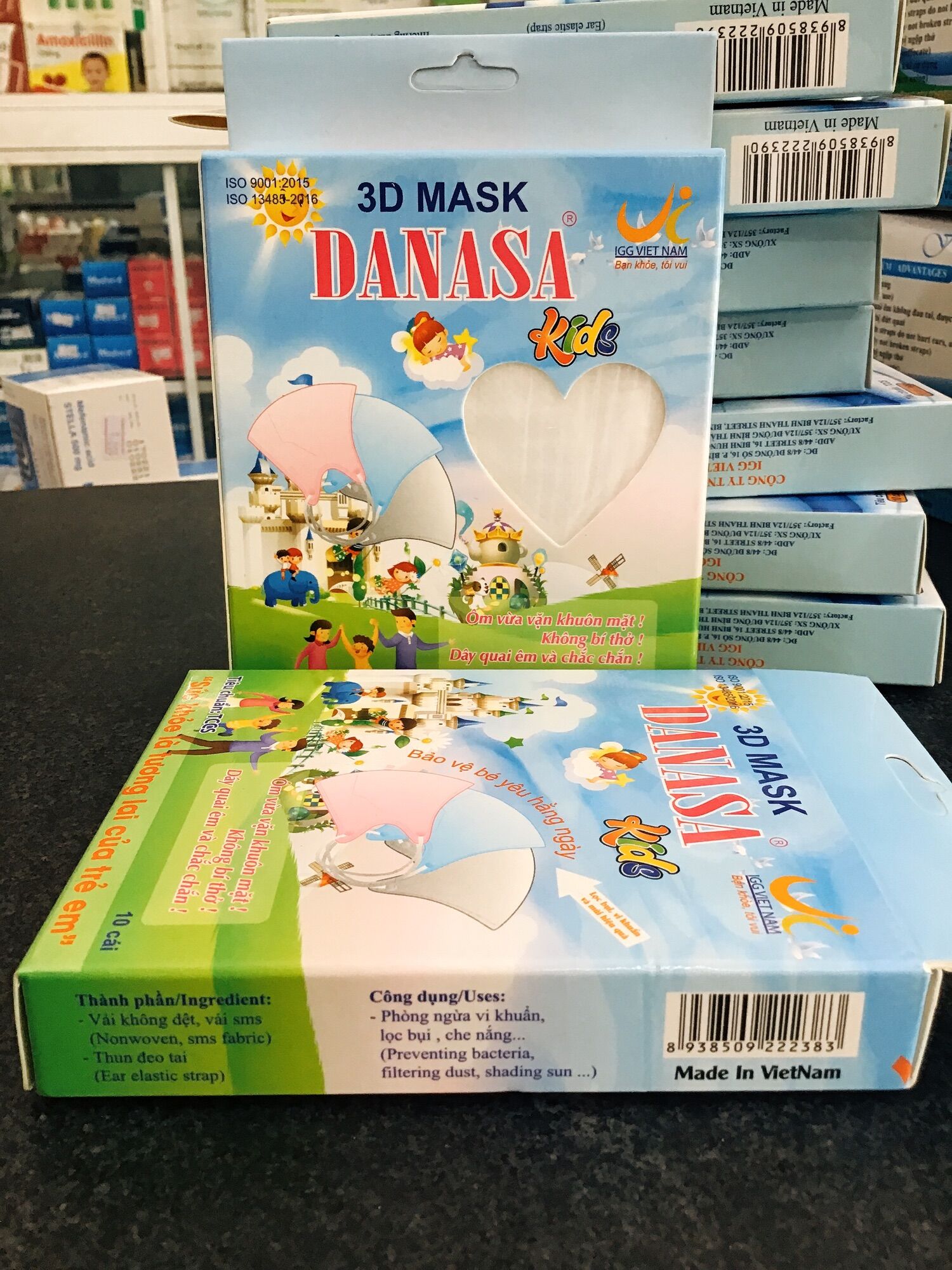 Khẩu trang y tế 3D danasa kháng khuẩn cho bé, hộp 10 cái