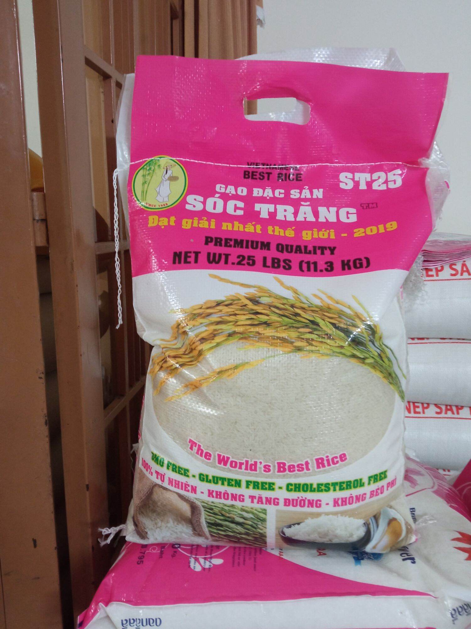 Bao 10kg gạo St25 hàng xuất khẩu Châu Âu check mã vạch