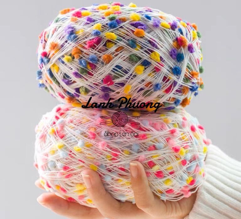 Rainbow Pom Pom Yarn Used to Mix Wool Yarn 50Gr