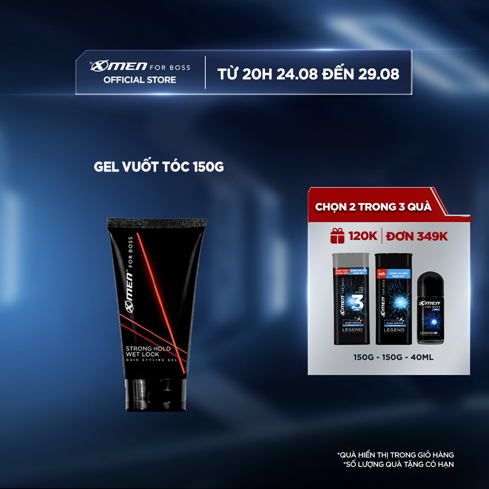 Keo vuốt tóc X-Men For Boss Gel STRONG HOLD WET LOOK 150G