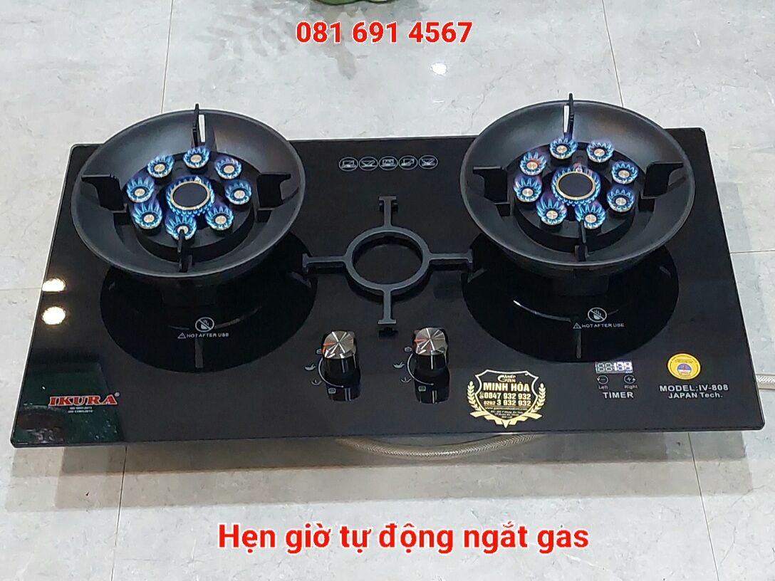 Bếp gas âm lật hẹn giờ 9 đầu đốt japan , ngắt gas tự động iv 808